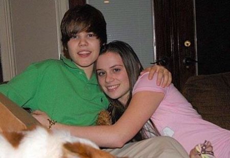 Justin with his first serious girlfriend, Caitlin Beadles